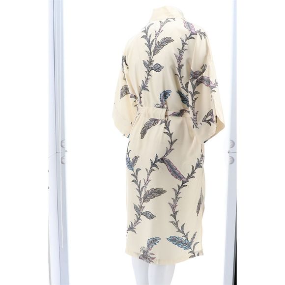 WynneLounge Matte Shine Washed Satin Maxi Robe Ecru Combo 7703593 - Picture 6 of 8